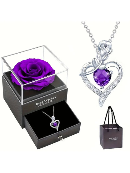 Naszyjnik z Różą w Kształcie Serca