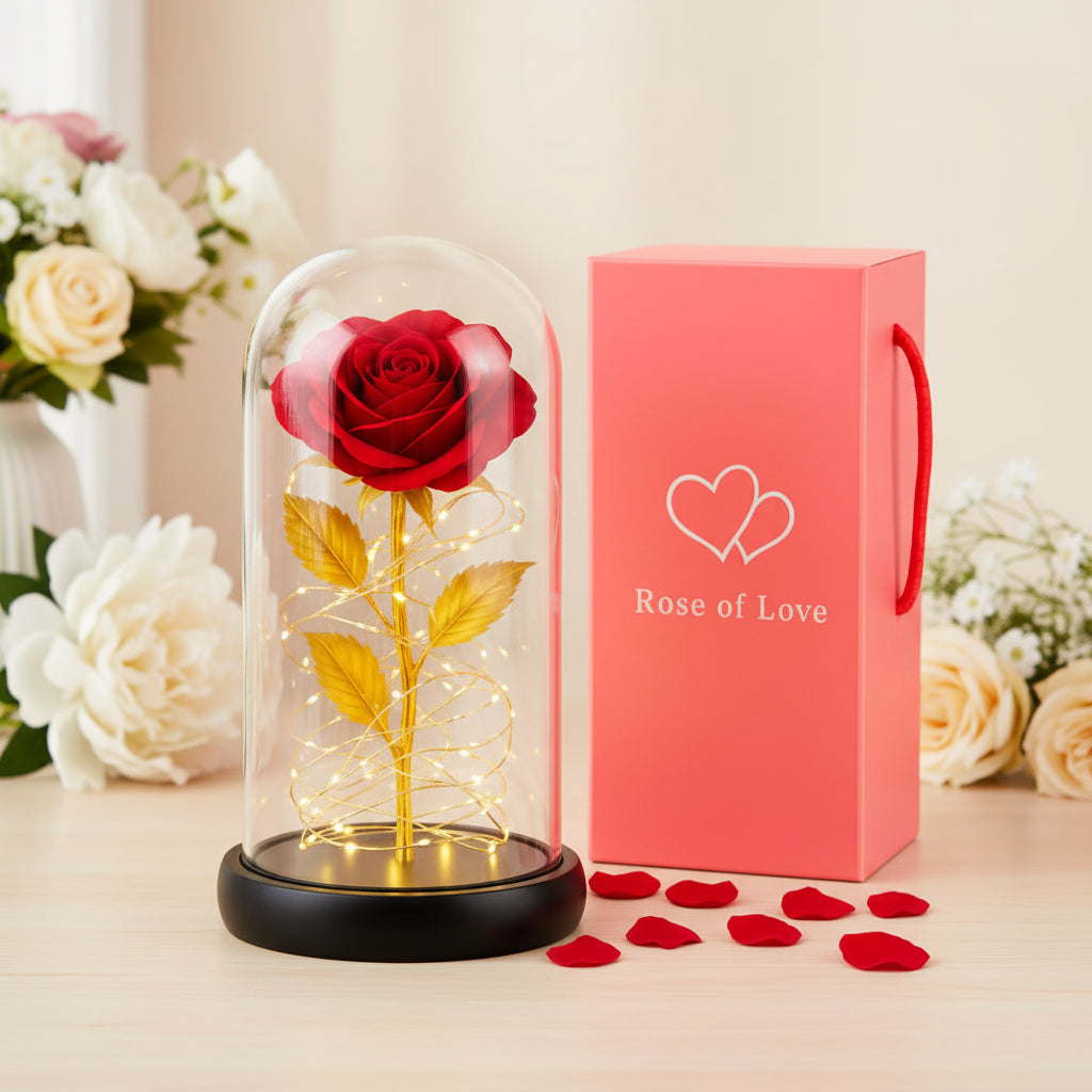 WIECZNA RÓŻA W SZKLE LED